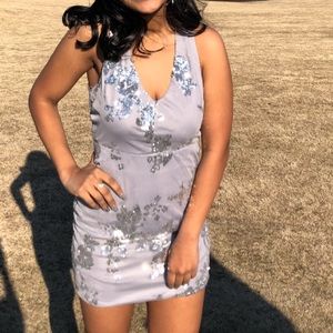 Gray and silver sparkle mini cocktail/party/homecoming dress
